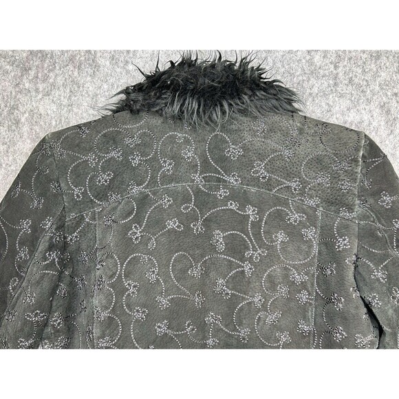 VTG Lobi Lobi Black Genuine Leather Penny Lane Embroidered Quilted Jacket Size M - Picture 7 of 13